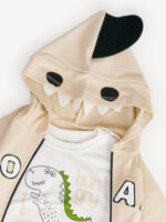 Ensemble 3 Pièces Vêtement Bébé Garçon - Veste "ROAR", T-shirt & Pantalon (Beige) – Image 5