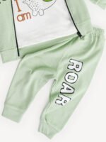 Ensemble 3 Pièces Vêtement Bébé Garçon - Veste "ROAR", T-shirt & Pantalon (Vert) – Image 5