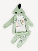 Ensemble 3 Pièces Vêtement Bébé Garçon - Veste "ROAR", T-shirt & Pantalon (Vert)