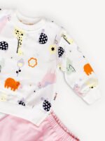 Ensemble Vêtement bébé Fille - Sweat Animaux & Pantalon (Rose) – Image 3