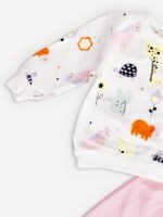 Ensemble Vêtement bébé Fille - Sweat Animaux & Pantalon (Rose) – Image 2