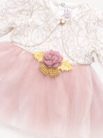 Robe de Cérémonie Vêtement Bébé Fille - Dentelle Précieuse & Tulle (Rose Foncé) – Image 3