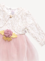 Robe de Cérémonie Vêtement Bébé Fille - Dentelle Précieuse & Tulle (Rose Foncé) – Image 4