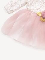 Robe de Cérémonie Vêtement Bébé Fille - Dentelle Précieuse & Tulle (Rose Foncé) – Image 2