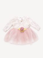 Robe de Cérémonie Vêtement Bébé Fille - Dentelle Précieuse & Tulle (Rose Foncé)