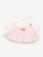 Robe de Cérémonie Vêtement Bébé Fille - Dentelle Précieuse & Tulle (Rose Clair)
