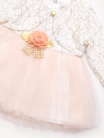 Robe de Cérémonie Vêtement Bébé Fille - Dentelle Précieuse & Tulle (Pêche) – Image 3