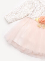 Robe de Cérémonie Vêtement Bébé Fille - Dentelle Précieuse & Tulle (Pêche) – Image 2