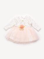 Robe de Cérémonie Vêtement Bébé Fille - Dentelle Précieuse & Tulle (Pêche)