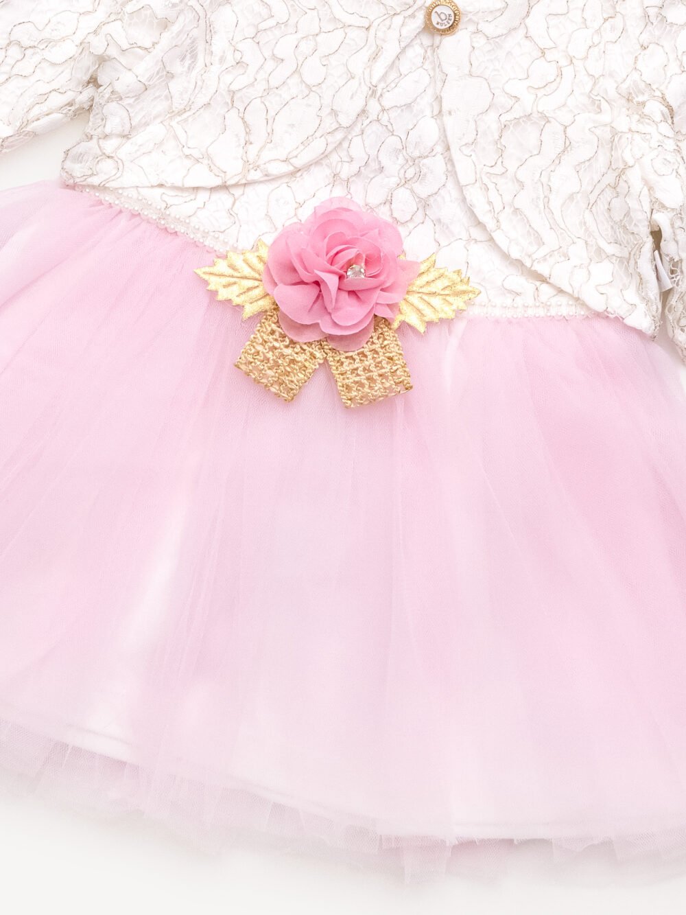 Robe de Cérémonie Vêtement Bébé Fille - Dentelle Précieuse & Tulle Blanc – Image 3