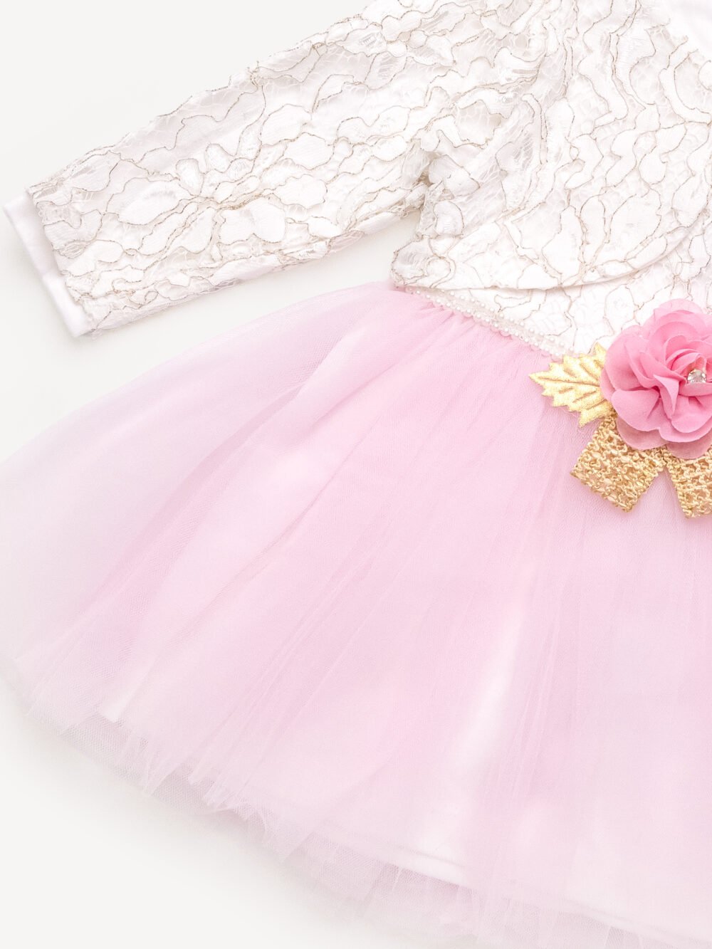 Robe de Cérémonie Vêtement Bébé Fille - Dentelle Précieuse & Tulle Blanc – Image 2
