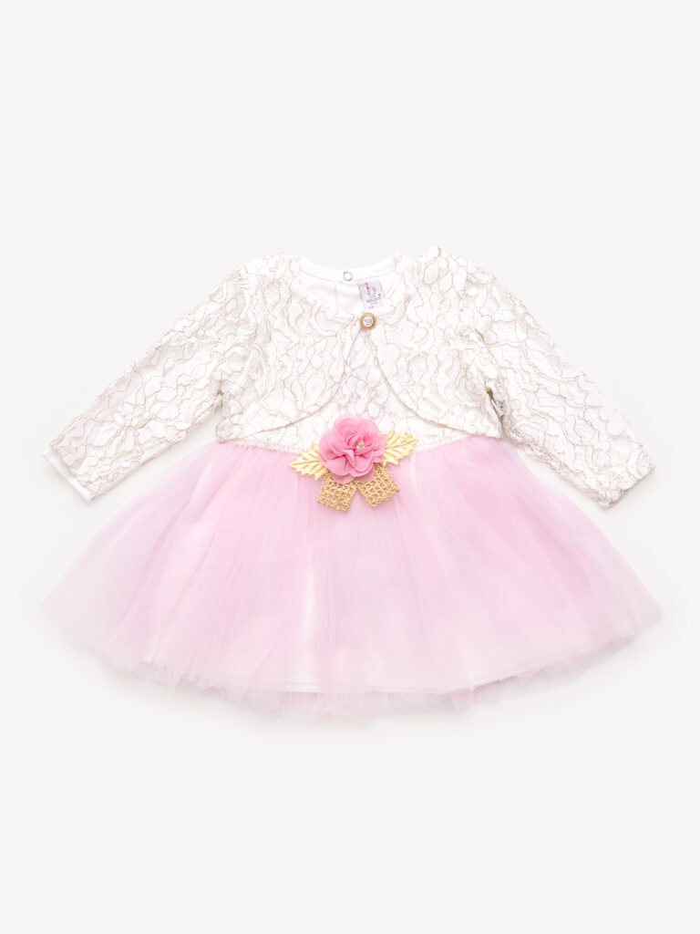 Robe de Cérémonie Vêtement Bébé Fille – Dentelle Précieuse & Tulle Blanc