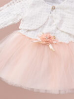 Robe de Cérémonie Vêtement Bébé Fille - Dentelle & Tulle Élégants (Pêche) – Image 3