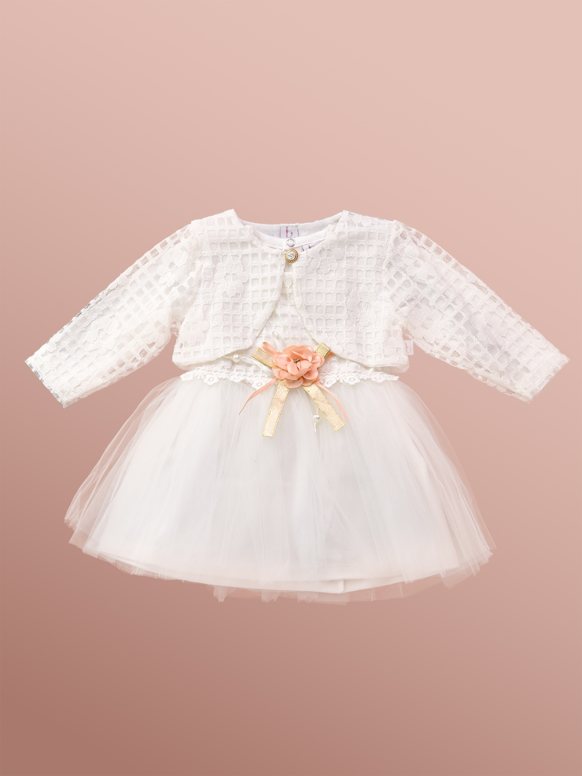 G-34 White IMGS_0003_G-34 White Edited Robe de Cérémonie Vêtement Bébé Fille - Dentelle & Tulle Élégants (Blanc) – Image 1