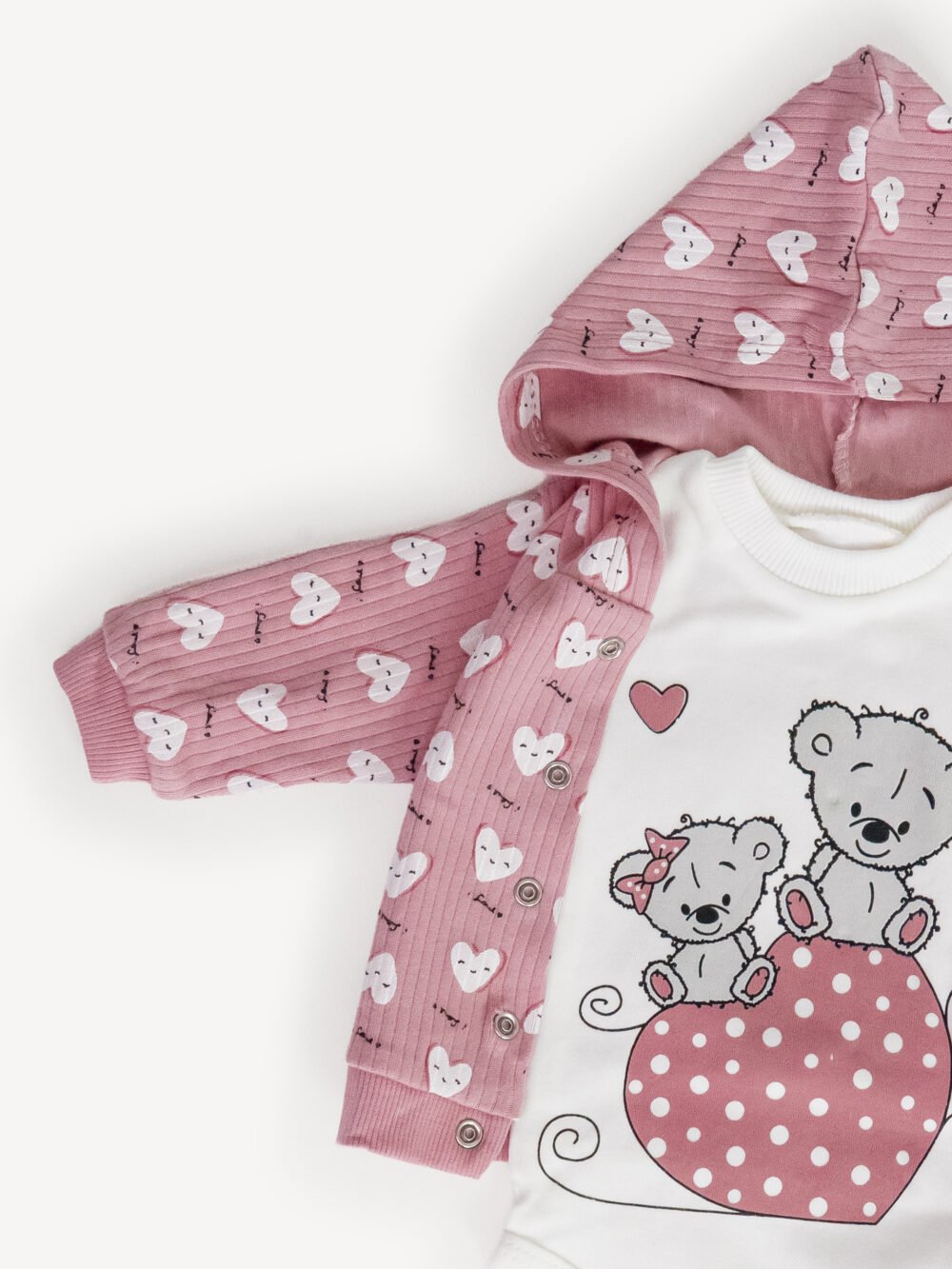 Ensemble Vêtement Bébé 3 Pièces – Veste à Capuche Motif Lapin, Body et Pantalon
