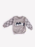 Ensemble 2 Pièces Vêtement Bébé Garçon - Sweatshirt "Look!" & Pantalon Douillet (Gris) – Image 3