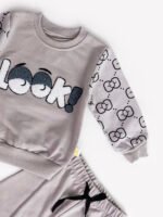 Ensemble 2 Pièces Vêtement Bébé Garçon - Sweatshirt "Look!" & Pantalon Douillet (Gris) – Image 2