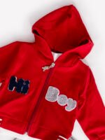 Ensemble 3 Pièces Vêtement bébé Garçon - Veste, T-shirt & Pantalon Hi Boy (Rouge) – Image 4