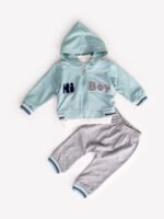 Ensemble 3 Pièces Vêtement bébé Garçon - Veste, T-shirt & Pantalon Hi Boy (Turquoise) – Image 4