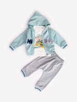 Ensemble 3 Pièces Vêtement bébé Garçon - Veste, T-shirt & Pantalon Hi Boy (Turquoise)
