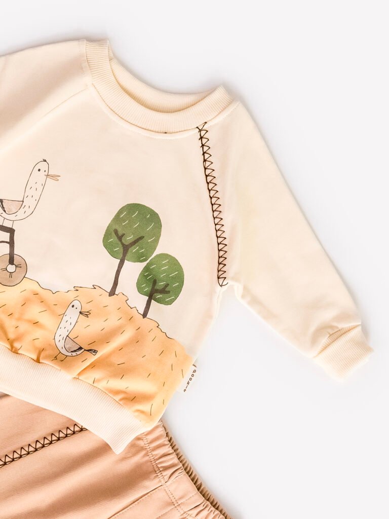 Ensemble 2 Pièces Vêtement Bébé – Sweat et Pantalon Imprimé Motif Vélo