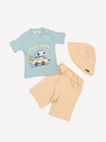 Ensemble "Petit Pilote" - Collection Été - 100% Coton Oeko-Tex (Turquoise)