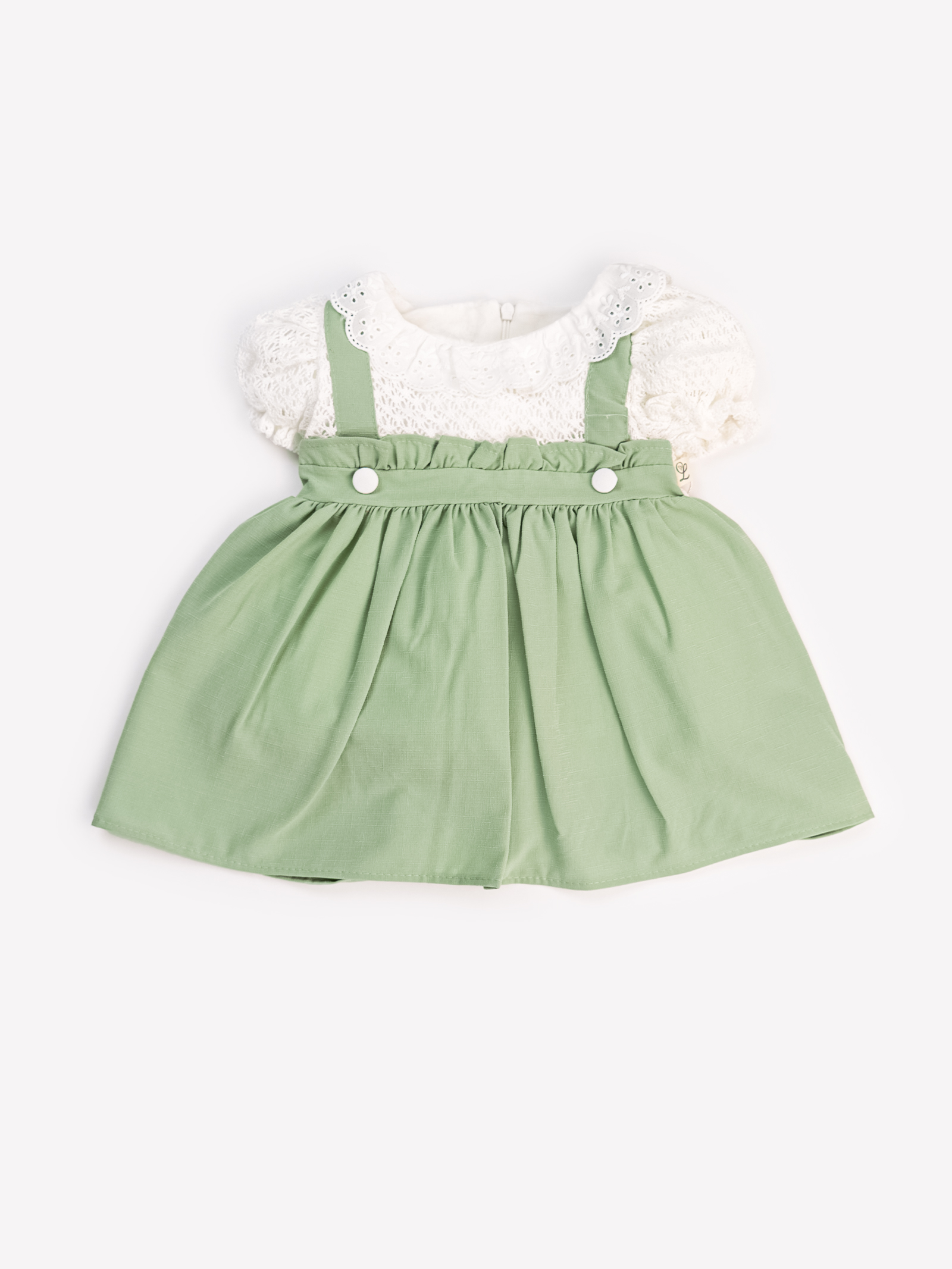 G-43 Robe "Mademoiselle Précieuse" - Collection Été - 100% Coton Oeko-Tex (Vert) – Image 1