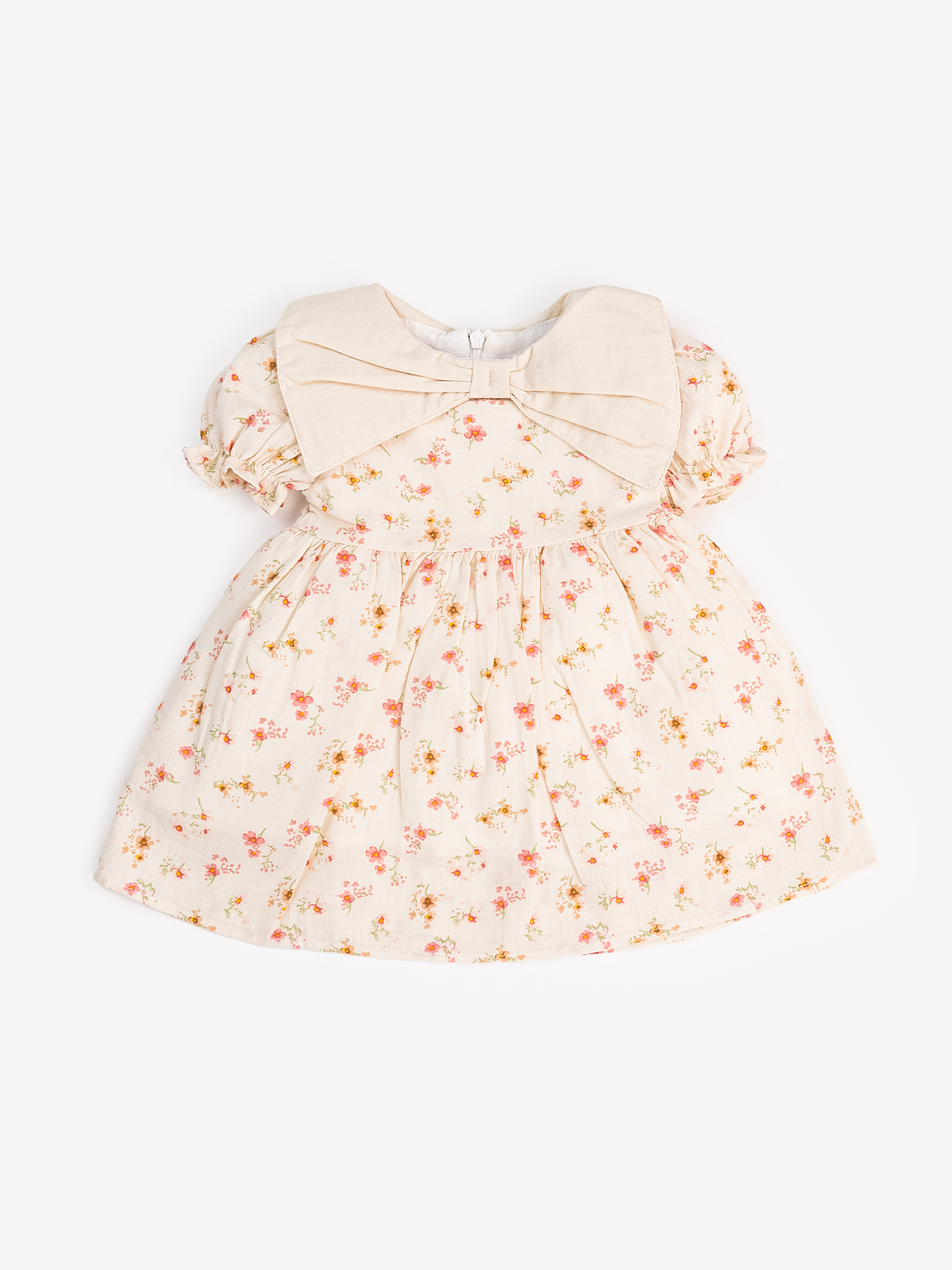 G-45-1-1 Robe "Jardin Fleuri" - Collection Été - 100% Coton Oeko-Tex (Beige) – Image 1